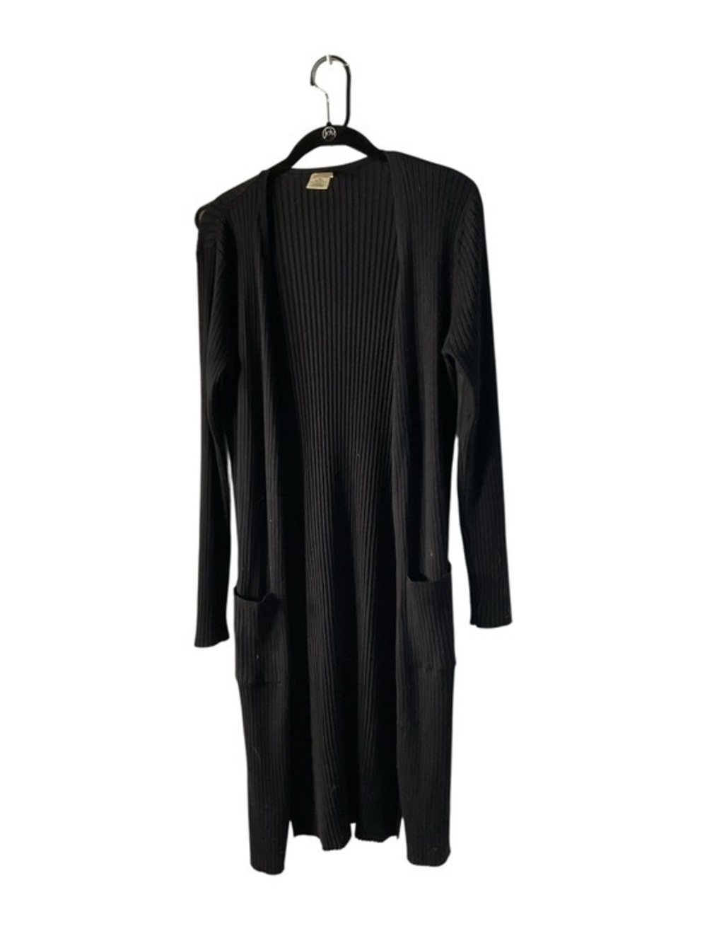Faded Glory Ribbed Open-Front Cardigan - Charcoal